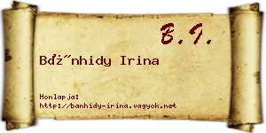 Bánhidy Irina névjegykártya
